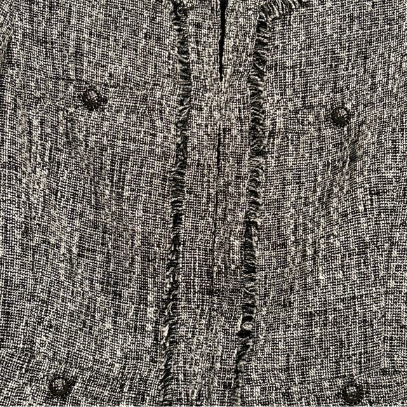 Karl Lagerfeld Black and White Tweed and Fringe Career Blazer Size 10 - Picture 6 of 14